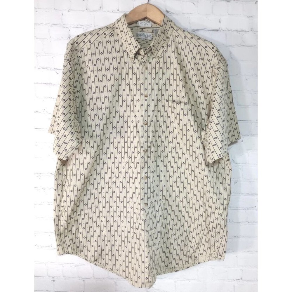 Collectif Men's 100% Cotton Short Sleeve Button Down shirt Size XL